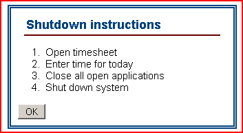 Instructions for shutdown