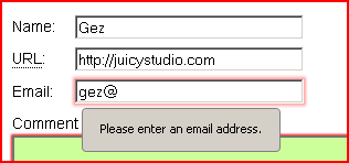 Firefox alert: please enter an email address